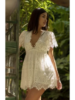 Robe En Dentelle Naturel REBECCA