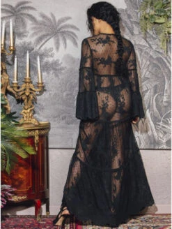 Robe Longue En Dentelle Noire ODESSA -sous-vêtement boutique robe longue en dentelle noire odessa 2
