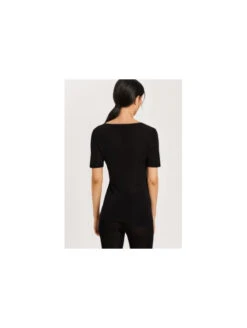 HANRO T-shirt Manches Courtes Noir SOIE -sous-vêtement boutique t shirt manches courtes noir soie 1
