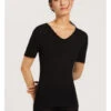 HANRO T-shirt Manches Courtes Noir SOIE 1 HANRO T-shirt Manches Courtes Noir SOIE -sous-vêtement boutique t shirt manches courtes noir soie
