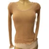 Top Manches Longues Col Rond Dentelle Peau SOIE -sous-vêtement boutique top manches longues col rond dentelle peau soie