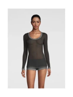 Top Manches Longues Col Rond Dentelle SOIE