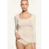 Top Manches Longues Col Rond LAINE ET SOIE -sous-vêtement boutique top manches longues col rond laine et soie