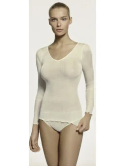 Top Manches Longues Col V SOIE